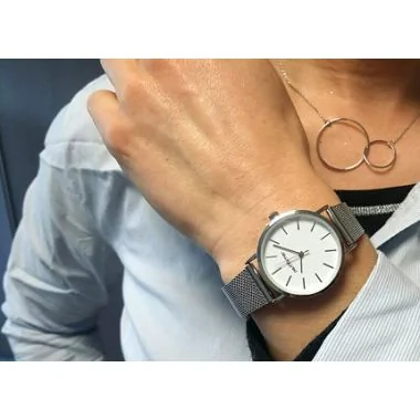 Portée Montre Classique Performer Maille Milanaise Argenté Cadran Blanc 70812942