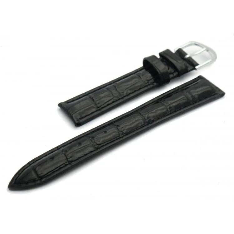 Bracelet cuir façon croco noir