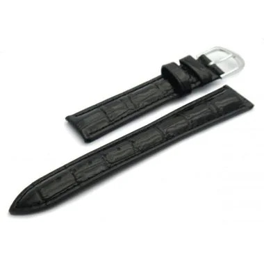 Bracelet cuir façon croco noir