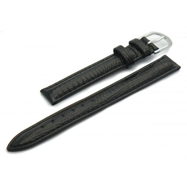 Bracelet cuir façon lézard noir