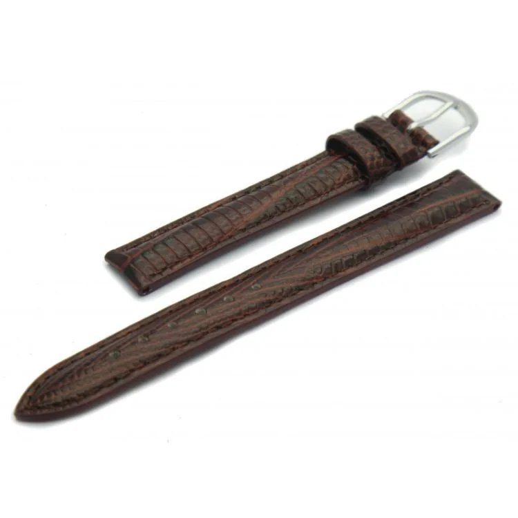 Bracelet de montre en cuir façon lézard marron