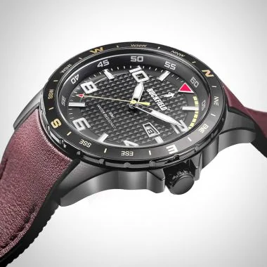 Profil Montre Ruckfield - Vintage - Cuir Marron Foncé - Cadran Noir