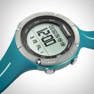 Profil Couronne Montre Homme Ruckfield Sport Boîtier Résine Bracelet Silicone Bleu Cadran LCD