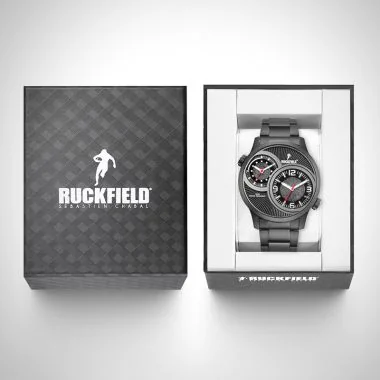 Boîte coffret Montre Homme Ruckfield Sport Boîtier Acier Bracelet Acier Noir Cadran Noir