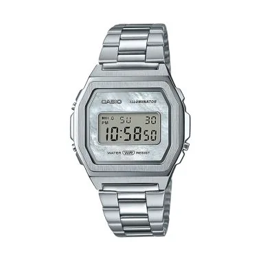 Face Montre Casio Vintage Iconic Mixte Argent A1000D-7EF