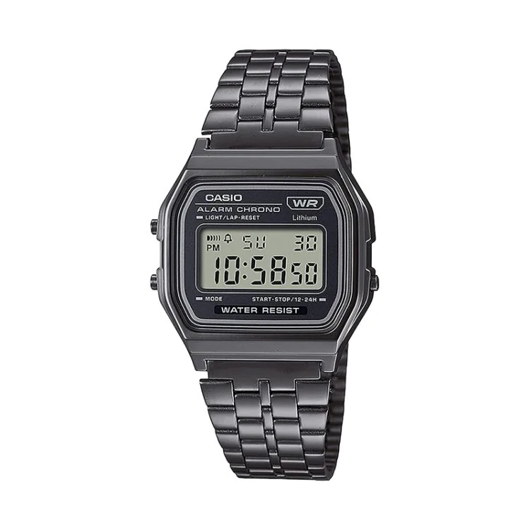 Face Montre Casio Vintage Iconic Mixte Noire A158WETB-1AEF