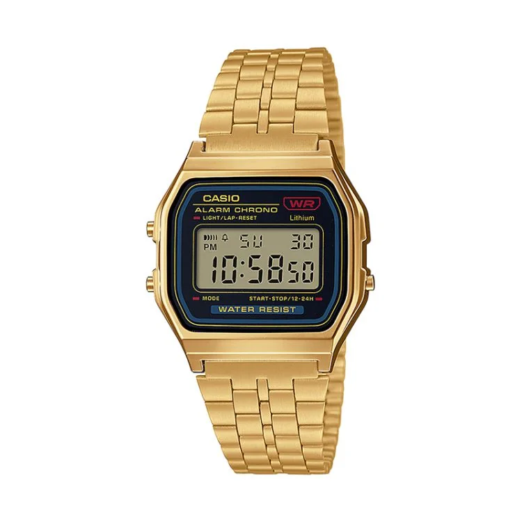 Face Montre Casio Vintage Iconic Mixte Noire et Dorée A159WGEA-1EF