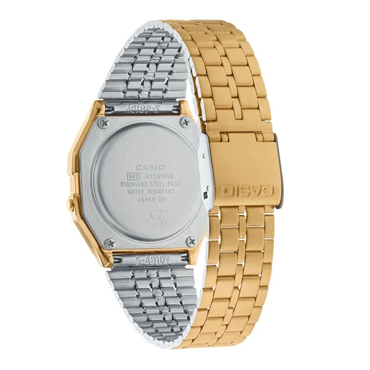 Dos Montre Casio Vintage Iconic Mixte Noire et Dorée A159WGEA-1EF