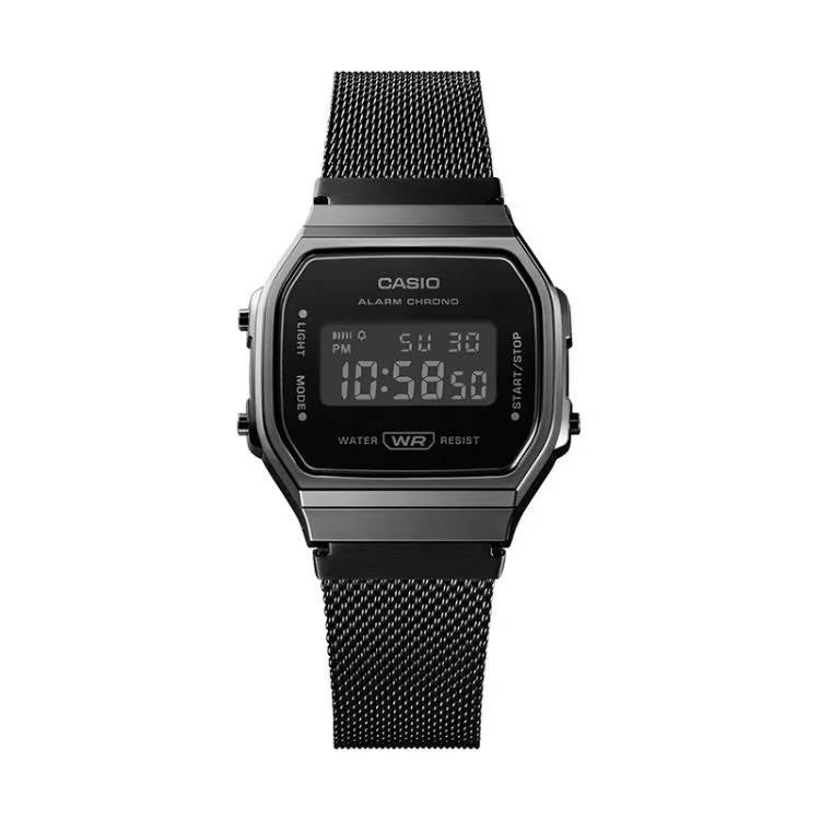 Face 2 Montre Casio Vintage Iconic Homme Noire Illuminator A168WEMB-1BEF