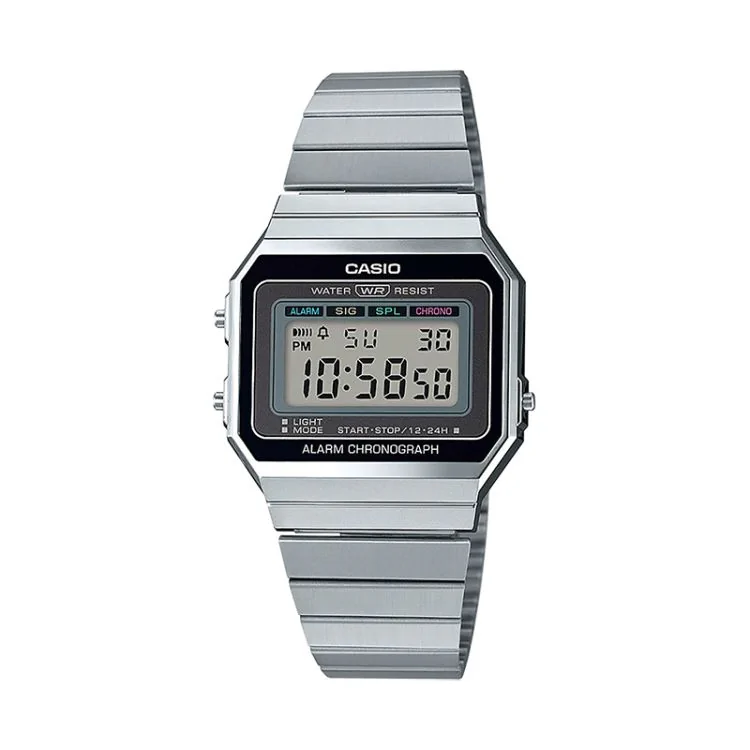 Face Montre Casio Vintage Iconic Mixte Argentée A700WE-1AEF