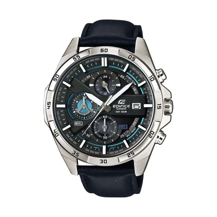 Face Montre Casio Edifice Classic Cuir Noir Homme EFR-556L-1AVUEF