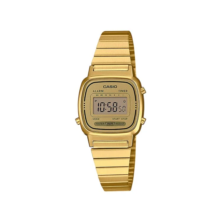 Face Montre Casio Vintage Mini Femme Acier Doré LA670WEGA-9EF