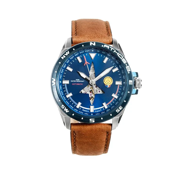 Montre Patrouille de France Athos 8 Arrière Droit Automatique Cuir Marron