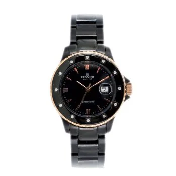 Montre Vintage Régnier Femme Bi-matière Céramique Et Acier Noire et Doré - 2080222