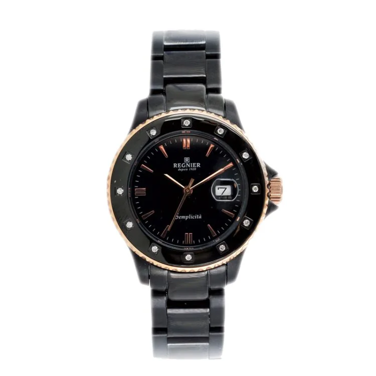Montre Régnier Femme Céramique Noire et Doré - 2080222