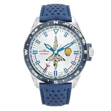 Montre Patrouille de France Athos 8 Arrière Droit Automatique Cuir Bleu Perforé