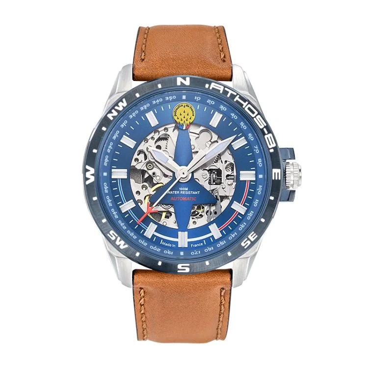 Face Patrouille de France Athos 8 Arrière Droit Automatique Squelette Cuir Marron