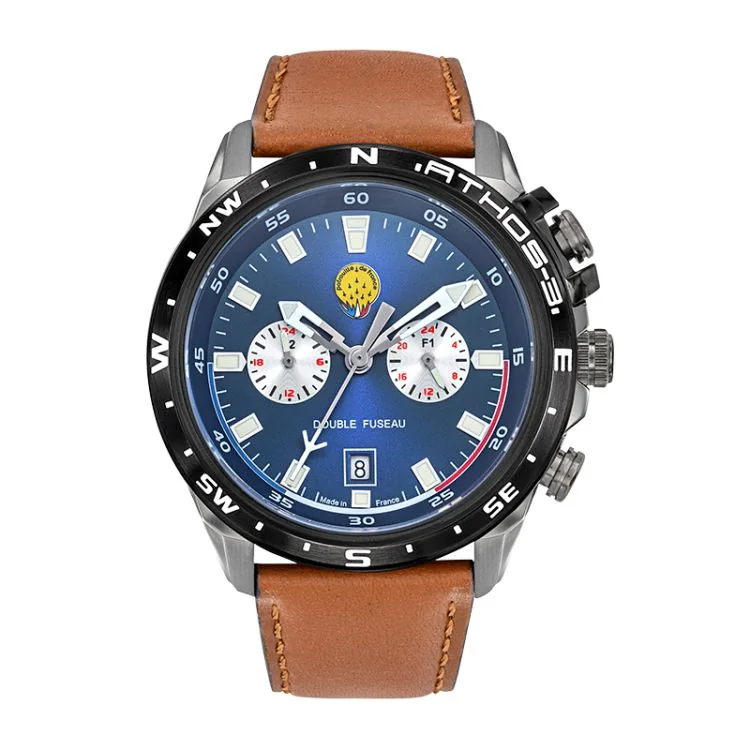 Face Patrouille de France Athos 3 Intérieur Gauche Cuir Marron Multifonctions