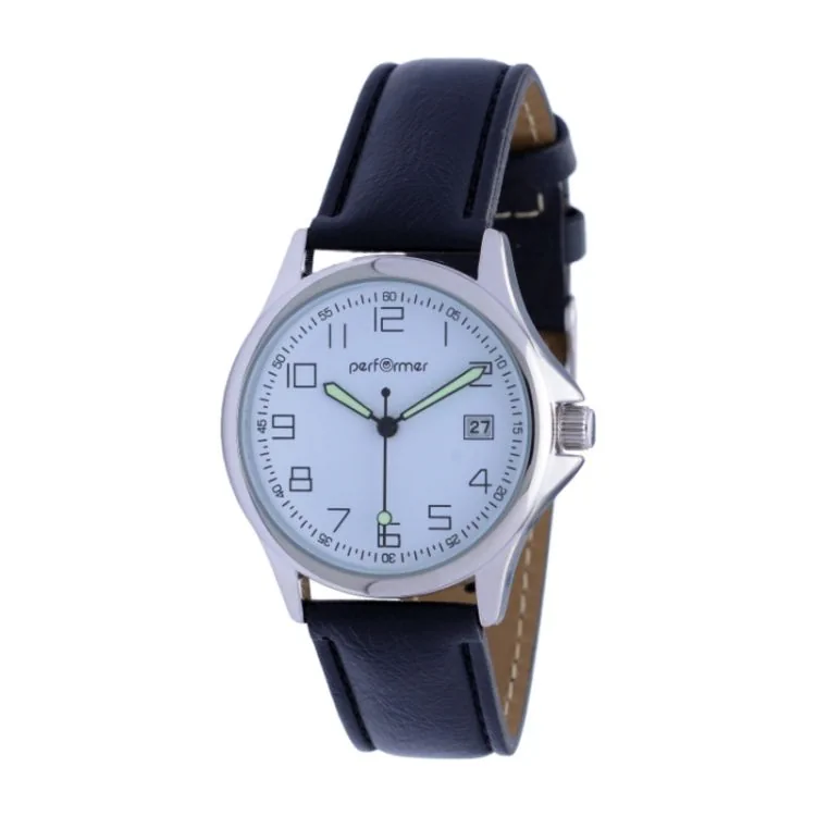 Face Montre Classique Performer Homme Cuir Noir Lisse Dateur à 3 Heures - 7022352