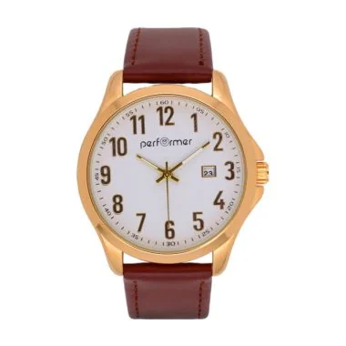 Face Montre Classique Performer Homme Cuir Marron Dateur à 3 Heures - 7027282