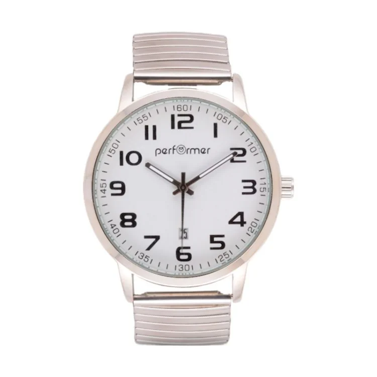 Face Montre Classique Performer Homme Acier Argenté Extensible Dateur - 70310112