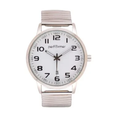 Face Montre Classique Performer Homme Acier Argenté Extensible Dateur - 70310112