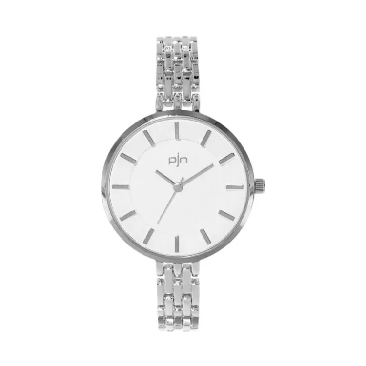 Face Montre Classique Pallyjane Femme Métal Argenté Maillons Grain de Riz - 4085412