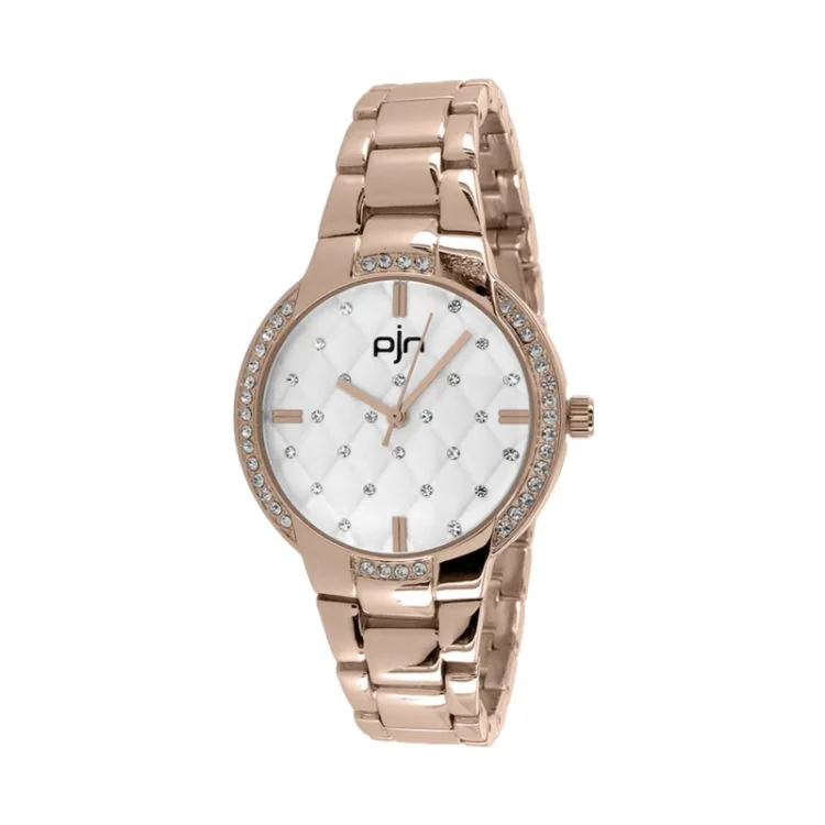 Face Montre Classique Pallyjane Femme Métal Chromé Doré et Rose Strass - 4085832