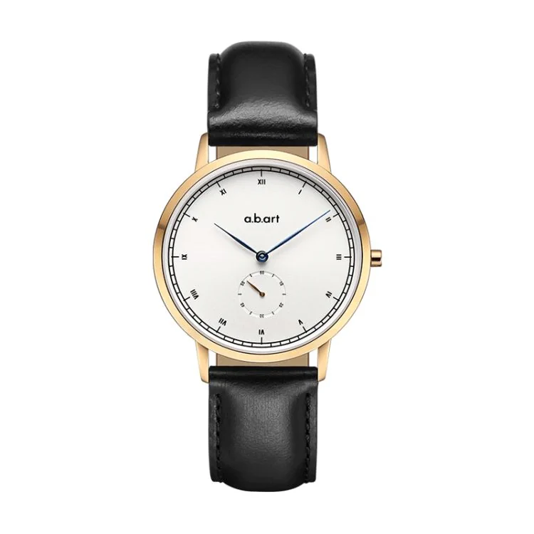 Face Montre a.b.art Femme Cuir Noir Cadran Blanc Vintage - FG36-001-1L